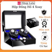 GỖ CAO CẤP Hộp Đựng Đồng Hồ Cơ Gỗ 4 Xoay 6 Trưng Bày Lót Đen