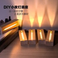 Gỗ Chắc Chắn Hình Chữ Nhật Acrylic led Dạ Quang Đế usb Bằng Gỗ Đèn Ngủ Trang Trí Giá Đỡ Đèn