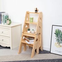 Gỗ Chắc Chắn Thang Thông Hộ Gia Đình Thang Gấp Ghế Phân Ghế Sử Dụng Kép Bàn Đạp Leo Núi Đa Năng Trestle Thang Họ / Đa