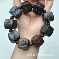 Gỗ chìm chạm khắc mận, phong lan, trúc, cúc, vòng tay, chuỗi hạt Phật giáo DIY, phụ kiện trang sức, dây chuyền điện thoại di động, vòng tay, mặt dây chuyền