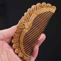 Gỗ Đàn Hương Xanh Tự Nhiên Con Công Màn Hình Mở Lược Gỗ Dày Răng Con Công Hoa Mai Lược Đầu Kinh Tuyến Massage Hai Mặt Chăm Sóc Người Cao Tuổi