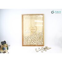 [GỖ DÀY DẶN]Tranh ký tên đám cưới gỗ 100 trái tim trang trí cưới TTC-14 TTTM