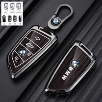Gỗ Hạt Phong Cách Hợp Kim Kẽm Da Chìa Khóa Xe Ô Tô Dành Cho Xe BMW 3 5 6 7 Series G20 G30 E60 F25 G01 F30 X1 X3 X5 X6 X7 IX Khởi Động Một Chạm Chìa Khóa Xe Thông Minh Logo BMW Móc Chìa Khóa Thời Trang