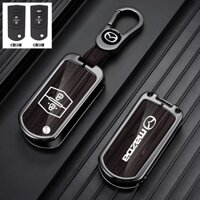 Gỗ Hạt Phong Cách Hợp Kim Kẽm Chìa Khóa Xe Ô Tô Vỏ Cho Xe Mazda 2 3 5 6 BT50 CX-5 CX-7 RX8 CX-9 Tự Động Gấp Từ Xa 2 / 3 NÚT Fob Bao Móc Chìa Khóa Giá Đỡ Túi Bảo Vệ