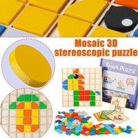 Gỗ Khảm Xếp Hình Đồ Chơi Montessori Trẻ Em Bằng Gỗ 3D Hình Học Ghép Hình Bộ Bảng Xếp Hình Bé G5N0