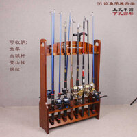 Gỗ rắn dày cần cẩu biển giá đỡ 16 vị trí cửa hàng dụng cụ câu cá cần hiển thị giá đỡ cần câu thả câu