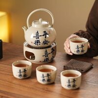 Gỗ Tro Nhỏ Ấm Trà Bếp Nến Mở Ngọn Lửa Nâng Ấm Ấm Trà Cốc Trà Cách Nhiệt Bộ Trà Trung Quốc Ánh Sáng Sang Trọng Cao Cấp