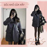 (Góc nhỏ của Mây - ORDER) D18 Áo khoác dạ pha lông màu xám form vest trùm mông dáng rộng phong cách ulzzang GNCM