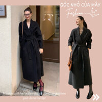 (Góc nhỏ của Mây - ORDER) PSM41 Áo dạ lông cừu chính hãng Pusumede dáng suông dài kèm đai phong cách Hàn Quốc GNCM