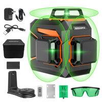 GOCHIFIX 3x360 12 Line 3D Self-Leveling Green Laser Level with Sharp 520 Laser Tube Rechargeable 5.2Ah Battery Pulse Mod