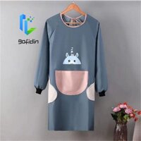 Gofidin 2 Chiếc Tạp Dề Nhà Bếp Dài Tay Hoạt Hình Dụng Cụ Vệ Sinh Nữ