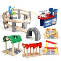 Gofidin Đường Gỗ Đồ Chơi Đường Sắt Bàn Xoay Beech Học Tập Giáo Dục Lắp Ráp Bộ Mô Hình Khối Xây Dựng Trẻ Em Cầu Đường Hầm Trẻ Em Quà Tặng