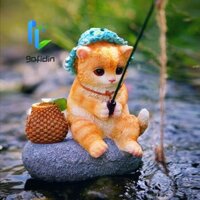 Gofidin Mèo Con Tượng Câu Cá Ngộ nghĩnh Micro Phong Cảnh Nhà