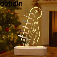 Gofidin Pick Holder Light, Acrylic Headstock Shaped Picks Giá để đồ có đèn ngủ, Đế gỗ sáng tạo Giá đỡ trưng bày Quà tặng ánh sáng