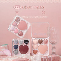 GOGO TALES Bảng Phấn Mắt 6 Màu Trái Tim Lớn Khói Xanh Di Động Nhỏ Phấn Mắt Và Má Hồng Bảng Tất Cả Trong Một Trang Điểm Nhẹ Hàng Ngày