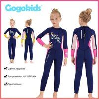 Gogokids 14-30kg Bộ Đồ Bơi Nữ Trẻ Em Tay Dài 2.5mm Bằng Neoprene Áo Chống Nắng Nhiệt Áo Bơi Nhiệt Độ Cao Cho Trẻ Em