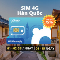 [GOHUB] SIM du lịch 4G Hàn Quốc - Gói theo ngày (4 - 15 ngày)  - Tặng kèm que chọc SIM