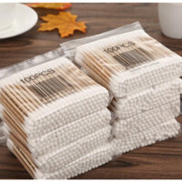 Gói 100 Tăm Bông Cán Gỗ Thiên Nhiên Ngoáy Tai Tiện Lợi-K645