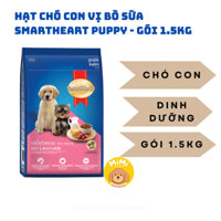 [Gói 1.3kg] Thức ăn hạt cho chó con từ 2 tháng tuổi vị bò và sữa Smartheart Puppy- Gói 1.3kg