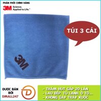 Gói 3 khăn lau ô tô chuyên dụng chống trầy xước Microfiber 3M 36x36cm