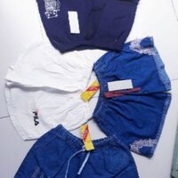 Gói 4 quần short jean lưng thun, hình thật, được chọn mẫu