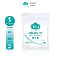 Gói 50 Bông Gòn Viên Tròn Y Tế Niva YC1 Đường Kính 16mm Nhét Tai Cho Mẹ, Phụ Nữ Sau Sinh An Toàn Tiệt Trùng