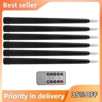 Gói 6 Nến côn Halloween từ xa, Nến trụ giả màu đen không cháy, Nến pin có chứa