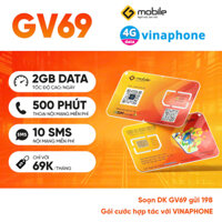 Gói 6GV69 Sim G-Tel mạng Vinaphone, Data thả ga 60Gb/ tháng, 500 phút gọi Vinaphone - Sim vật lý
