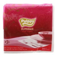 Gói 80 tờ khăn giấy ăn Pulppy Supreme không mùi 2 lớp