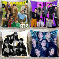 Gối BTS Bangtan Boys, gối polyester hoạt hình, vỏ gối ôm, gối ôm xe, trang trí nhà sofa, gối vuông 45x45