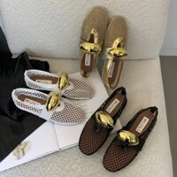 Gợi Cảm Châu Âu Mỹ Thời Trang Kim Loại Rỗng Fishnet Mary Jane Giày Nữ Đế Bằng Thoải Mái Ballet Nhảy Múa Giày