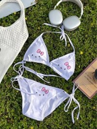 Gợi Cảm Nguyên Chất Desire Phong Cách Chia Đồ Bơi Nữ Dễ Thương Mèo Bikini Vú Nhỏ Tập Hợp Kỳ Nghỉ Nóng Mùa Xuân Đồ Bơi