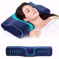 Gối Cao Su Non Cao Cấp - Mềm Mại, Đàn Hồi Cao Không Xẹp, Chống Đau Cột Sống Cổ, Vai, Gáy gối xanh