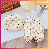 Gối chặn cho bé sơ sinh chống giật mình và gối lõm chống bẹp đầu, giúp bé ngủ ngon sâu giấc, vải muslin mềm mại cao cấp