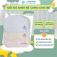 Gối Cho Bé Sơ Sinh Ubabi UB-PK009 Gối Caro Sợi Gai Khô Thoáng An Toàn Cho Da Nhạy Cảm