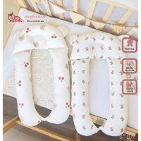 Gối chữ u cho bé vải đũi gân Anchee .Gối chống giật mình ,Gối chống trào ngược cho bé sơ sinh cao cấp c