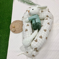 Gối chữ U cho bé vải xô Muslin phong cách hàn thấm hút mồ hôi kích thước 37x63cm