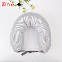 Gối chữ u kê choàng cổ bông hạt cao cấp Tresette nhập khẩu Hàn Quốc CAO CẤP - Xám trắng