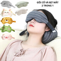 Gối cổ bịt mắt ngủ 2 trong 1, Gối chữ U du lịch, văn phòng