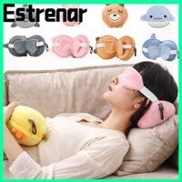 Gối Cổ Du Lịch ESTRENAR, Vỏ Mắt Du Lịch Hoạt Hình 2 in1, Lông Tơ Mềm Có Gối Ngủ Mắt