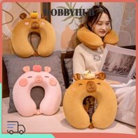 Gối Cổ Du Lịch HOBBYHUB, Gối Bảo Vệ Cổ Hình Chữ U, Gối Ngủ Hoạt Hình Capybara Memory Cotton Mềm Máy Bay Gối
