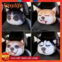 Gối Đệm Đầu Chống Mỏi Vai Gáy Trên Ô Tô Chó Husky Shiba 3D Dễ Thương - Gối Đệm Đầu Cho Xe Hơi Giá Rẻ