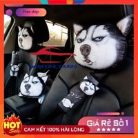 Gối Đệm Đầu Chống Mỏi Vai Gáy Trên Ô Tô Chó Husky Shiba 3D Dễ Thương - Gối Đệm Đầu Cho Xe Hơi Giá Rẻ-Phụ Kiện Easylife