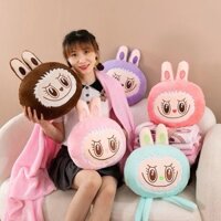 Gối/ Gấu Bông Labubu 2in1 Kèm Chăn 1m1 X 1m8 và Gối, Mền Hình Thú Dễ Thương 3in1