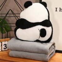 Gối gấu trúc lưng đáng yêu, chăn, Đệm hai trong một, chăn, gối ngủ trưa văn phòng, gối tựa lưng ghế