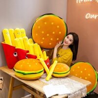 Gối hamburger mới, giao dịch xuyên biên giới, đồ chơi nhồi bông khoai tây chiên, gối búp bê cho trẻ em gái, bán buôn