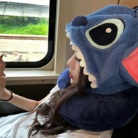 Gối hình chữ U hoạt hình Stitch dễ thương gối trùm đầu gối ngủ gối cổ du lịch mũ máy bay