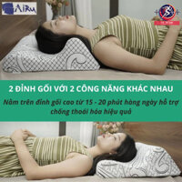 Gối hỗ trợ điều trị thoái hóa cột sống cổ 2 đầu chuyên dụng- Chính hãng AIRU. gối cổ airu.