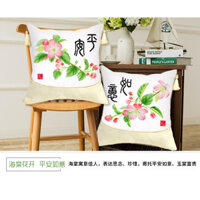 Gối hoa 11ct manchu thêu đơn giản hiện đại thêu chữ thập tác phẩm nghệ thuật trang trí tường46x46cm