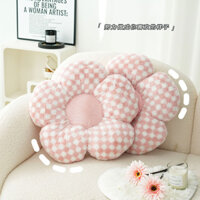 Gối hoa vuông nhỏ đơn giản, đệm tựa lưng ghế sofa màu hồng nhẹ nhàng, sưởi tóc thỏ, tựa lưng bảo vệ eo dày mùa đông